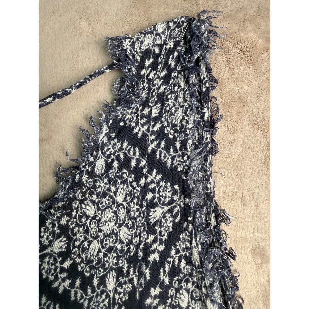 En Creme Boho Mandala Print Mini Dress Womens Medium Navy Blue Excellent Frayed - Picture 9 of 9